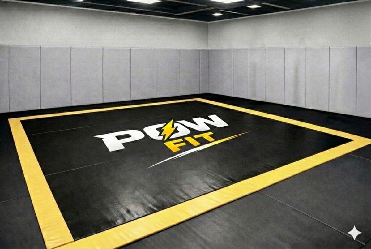 The Pow Fit training mat with the branded border at the St. Catharines studio